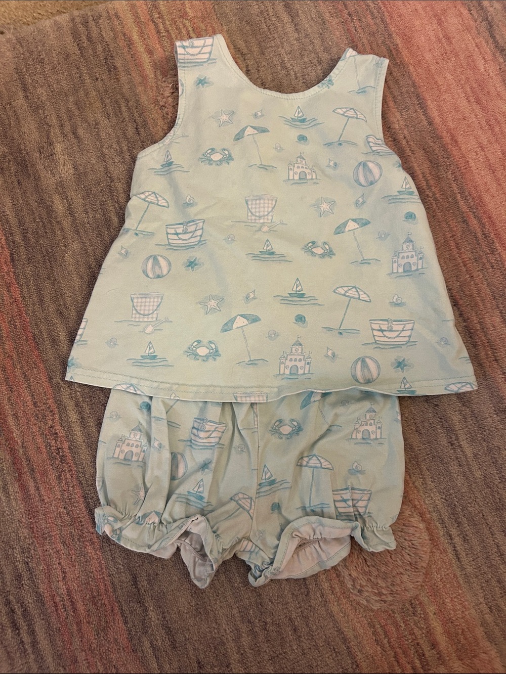 belk Light Blue Beach Print Girls Matching Set
